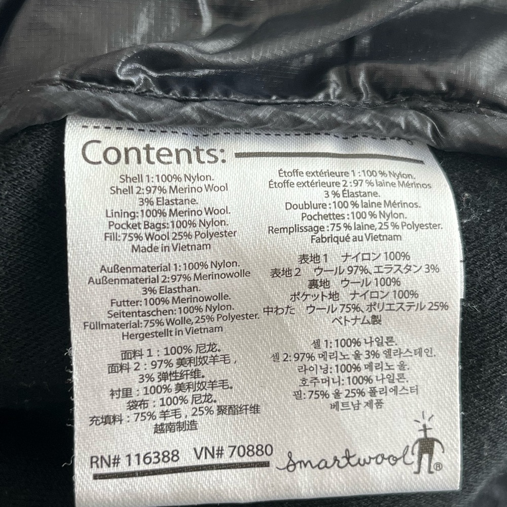 PhD Smartwool Women's Black Merino Wool Quilted Zip-Up Jacket Size Medium - Picture 5 of 5